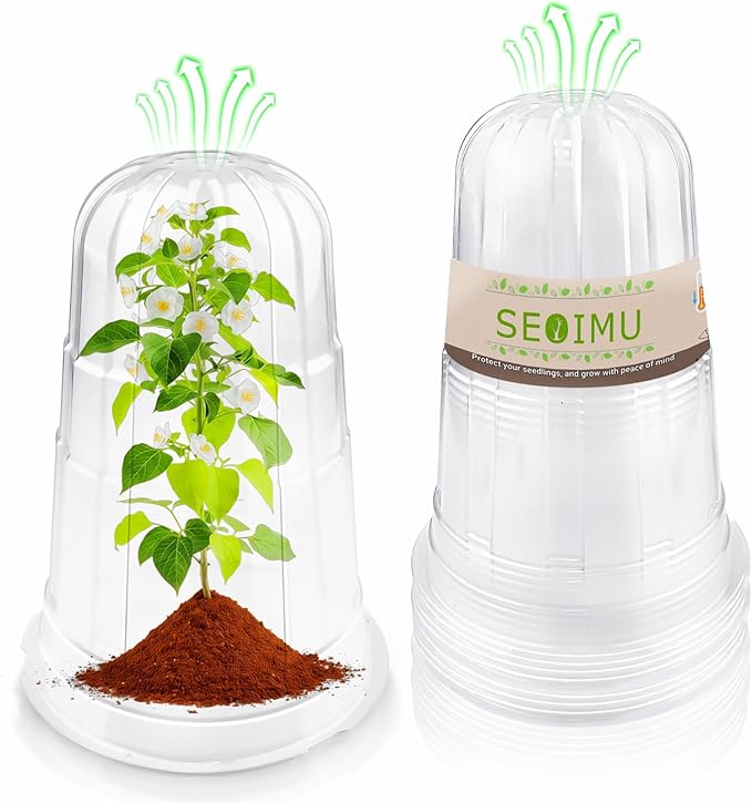 10 Pcs Upgraded Transparent Garden Cloches for Plants, Reusable Plant Covers, Plant Protectors from Animals for Garden Plants, Plant Covers Freeze Protection, Compatible with Slug Collar