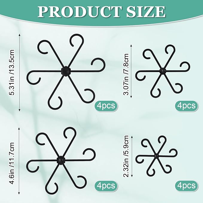 16pcs Plant Stem Support, Plant Support for Indoor Plants, 4 Sizes Climbing Houseplant Stem Holders, Reusable Plant Stabilizer