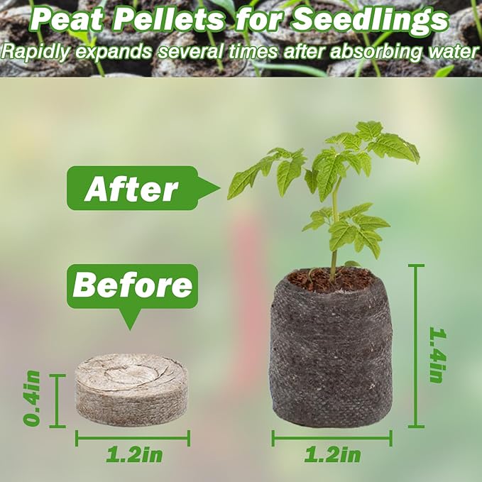 ZeeDix 30mm 50Pcs Compressed Peat Pellet Fiber Soil Plant Seed Starters - Nursery Plugs Pallet Seedling Soil Block for Grow Herbs Plant Flowers Vegetables(with Box)