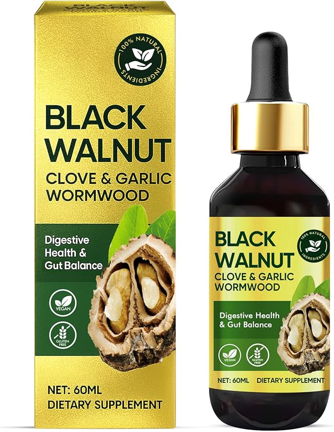 Prettypum Wormwood Black Walnut Clove Cleanse Tincture, Promotes Gut Cleanse & Digestive Health, Organic Herbal Extract, 2Fl Oz