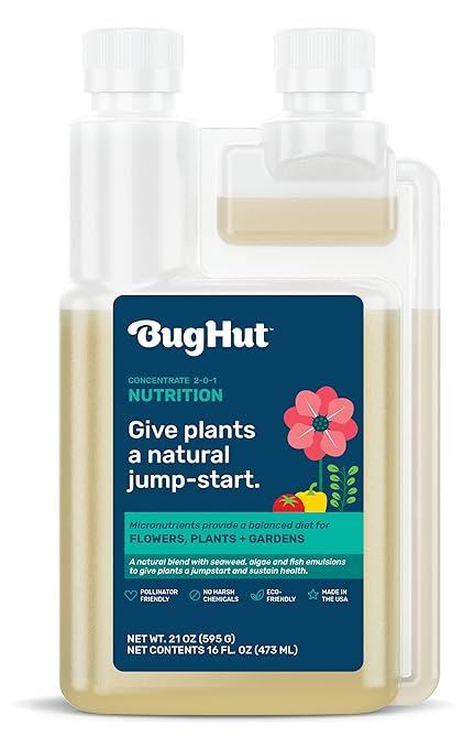 BugHut Nutrition Natural Fish Fertilizer for Plants with Seaweed - Nourishing Plant Food Packed with Micronutrients - Organic Fertilizer for Flowers, Vegetables and Indoor Plants - 16 fl oz