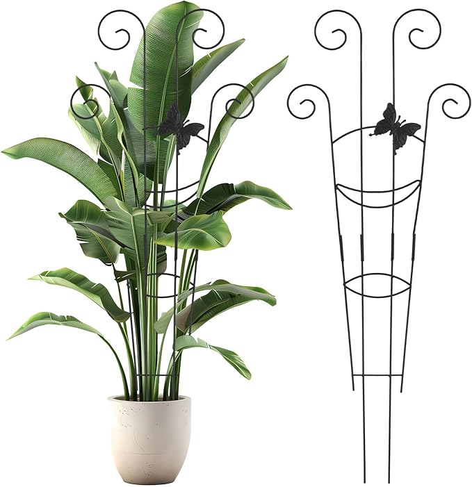 2 Pack Trellis for Climbing Plants Indoor, 30In Monstera Plant Support Structures, Plant Trellis for Potted Plants Stakes, Metal Climbing Support Outdoor for Ivy Pothos Monstera Hoya Flower, Butterfly