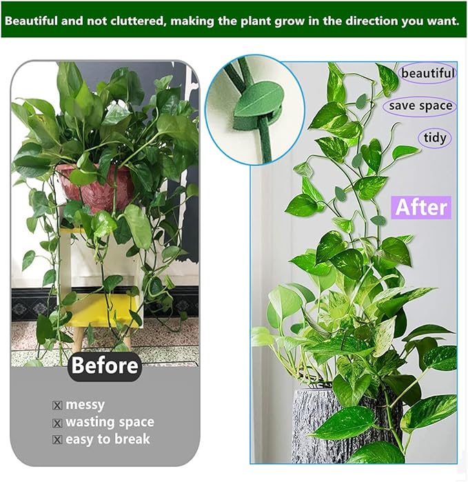 60 Pcs Plant Climbing Wall Fixture Clips Acrylic Self-Adhesive Sticker Fixer Vine Traction Invisible Holder Climbing Plant Green Leaf Vines Hook Fixing Clip Indoor Outdoor Decoration