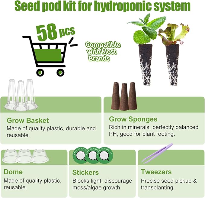 12-Pod Basil Herb Seed Pod Kit for AeroGarden, iDoo, Ahopegarden Hydroponic Growing System, 350mg Seeds