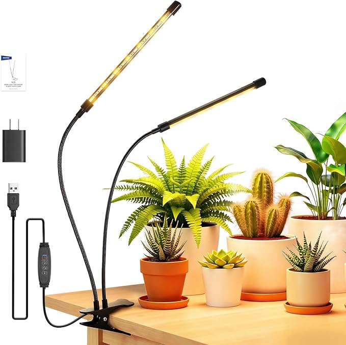 NEEWER Entry Level Version Dual Bar Grow Lights for Indoor Plants, Full Spectrum Clip Plant Growing Lamp with 80 Blue, Red, White LEDs, 3/9/12H Timer, Dimmable for Gardening Seed Starting Bonsai, N29