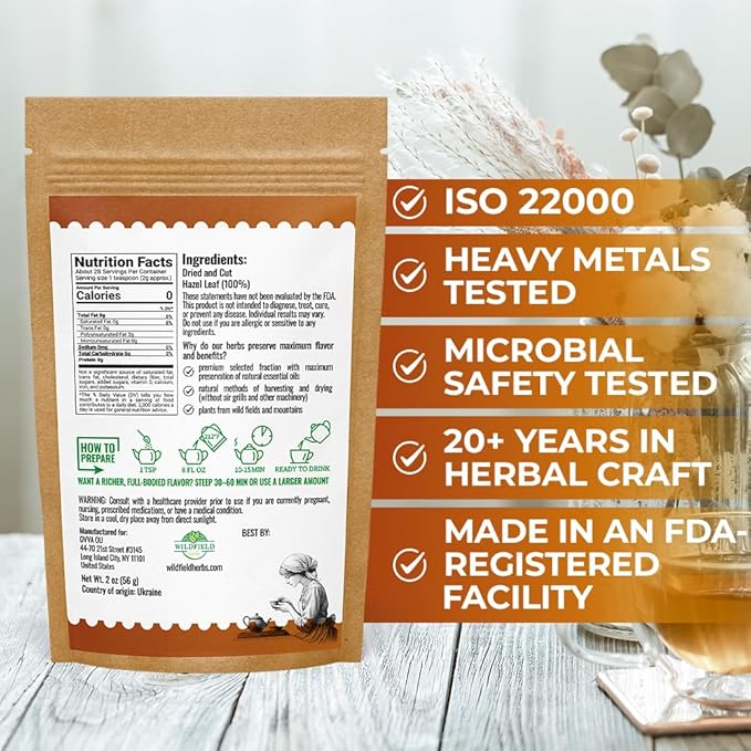 2 oz. Hazel Leaf Herbal Tea (Folium Coryli avellanae) – 56g Dried Hazel Leaf Tea Hojas de Avellano
