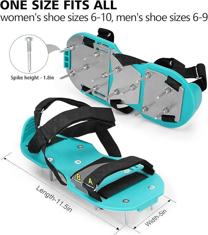 DenForste Lawn Aerator Shoes for Grass - Pre-Assembled Grass Aerator Shoes for Lawn - Soil Yard Aerator Tool for Aerating Patio Garden, Green