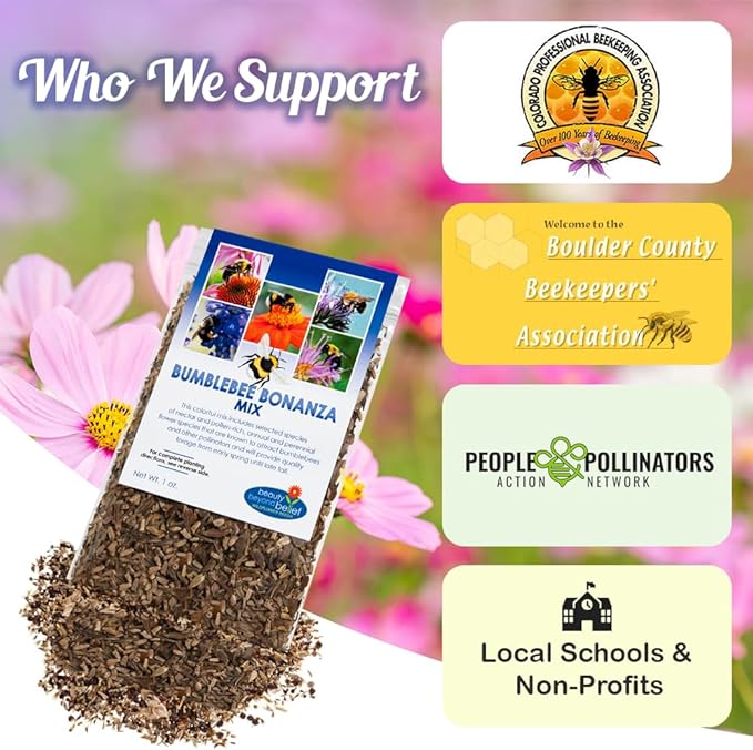 Bumblebee Bonanza Wildflower Seeds - 1oz, Open-Pollinated Wildflower Seed Packets, Non-GMO, No Fillers, Annual and Perennial Seeds for Bumblebees 1oz