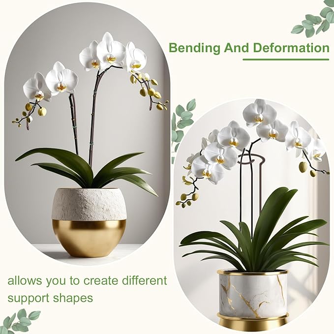 15Pcs Orchid Stakes,SupKing 17.7 Inch Plant Support Sticks Invisible Bendable Green Pole Rods for Small Indoor Outdoor Potted Plants Comes 20Pcs Ties-Brown