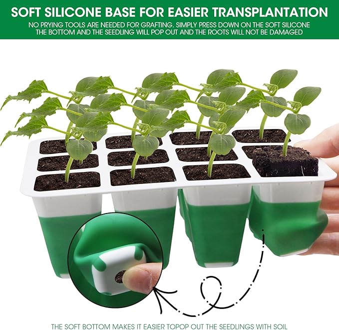 Seed Starter Tray with Grow Light,5 Pack 60 Cells Seedling Tray Kit Reusable & Dishwasher Safe for Starting Vegetable, Flower & Herb Seeds Indoor Grow Kit for Deep-Rooted Seedlings