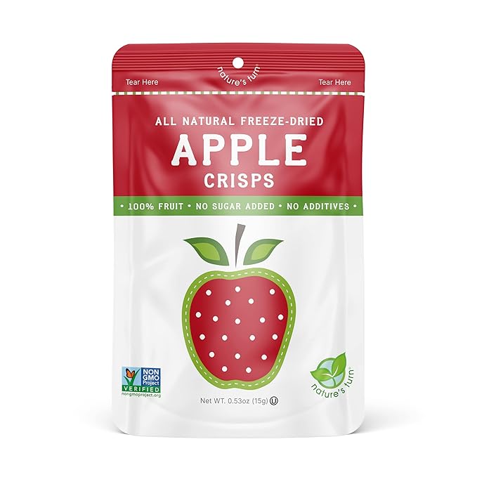 Nature’s Turn Freeze-Dried Apple Crisps – Healthy, Gluten-Free, Crispy & Delicious, Plant-Based Snack, Ideal for Cereal, Smoothies, School Lunches, & On-the-Go, Bags of 6 (0.53 oz Each)
