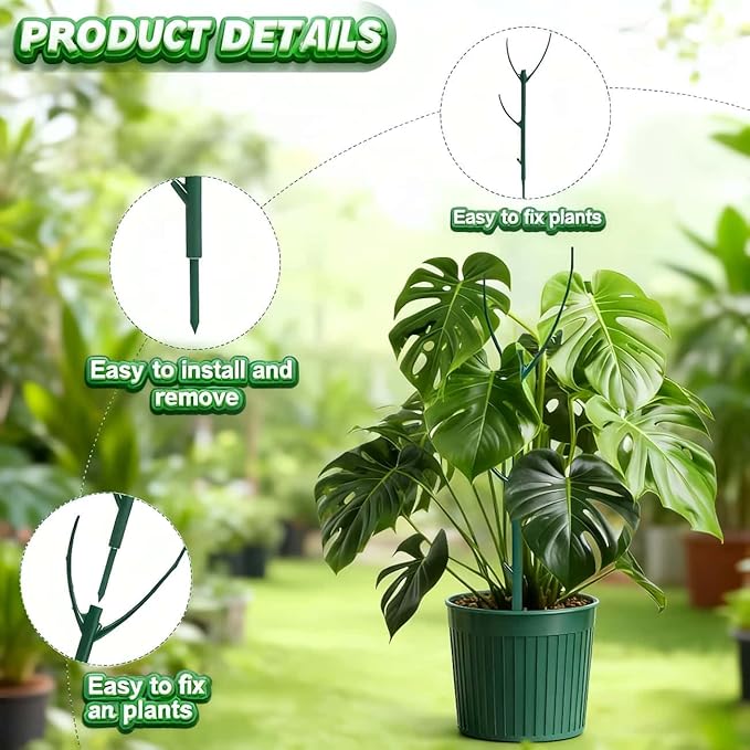 5 Pack Stackable Monstera Plant Support, Garden Plant Support Stakes for Indoor Outdoor Plants, Climbing Plant Support Structures Plant Holder Stick Moss Pole for Support Tall Potted Plants