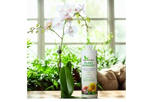 Organic Plant Fertilizer Liquid Concentrate – Plant Food for Indoor & Outdoor Plants, Vegetables & Lawn – Soil Booster with Humic & Fulvic Acid – 16 oz – GroSuccess PlantWonder