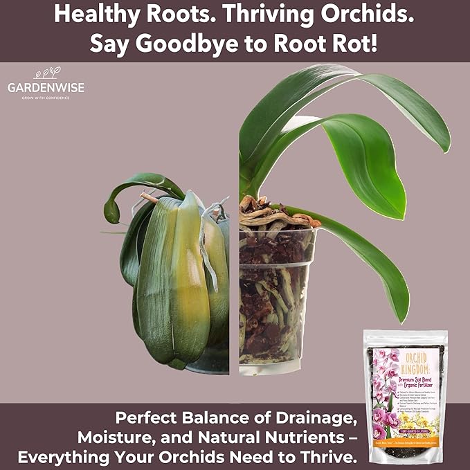 GARDENWISE Orchid Potting Mix – Orchid Bark, Sphagnum Moss, Tree Fern & Perlite for Repotting Phalaenopsis Orchids, Indoor Plants, Orchid Soil Medium – Sustrato para Orquídeas (2 Quart)