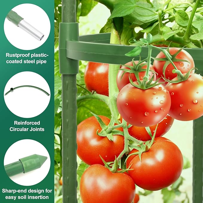 Tomato Cages for Garden,2 Pack 50in Tall Tomato Plant Support Stakes Adjustable Heavy Duty Steel Plant Tower Stakes, Updated Cucumber Trellis Garden Cages for Climbing Plants Vegetable Flowers
