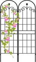 LZRS 2 Pack 71x20in Rustic Iron Arch Decoration Garden Trellis with Black Metal Coating – Perfect for Supporting Climbing Plants Outdoor, Roses, Vines, Flowers, and Vegetables.