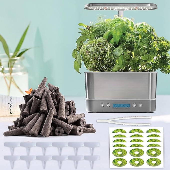 73 Pack Hydroponic Pods Supplies for Aerogarden Pods, Grow Sponges for Hydroponics, Seed Pods Kit with 30 Grow Sponges, 30 Pod Labels,12 Plant Labels, 1 Tweezer for Hydroponic Indoor Garden System