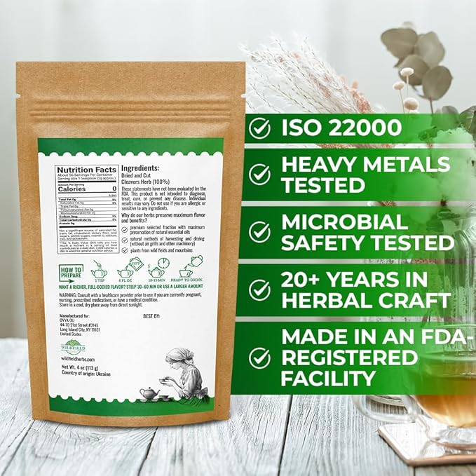 4 oz. Cleavers Herb Tea (Galium Aparine) – 113g Dried Cleavers Herbal Tea Amor Seco