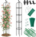 2 Pack Obelisk Trellis for Climbing Plants Outdoor - Heavy Duty Plastic Coated Steel Garden Arch Metal Trellis - Rustproof Tomato Cage Vertical Plant Support for Vines Vegetable Flower Indoor