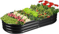 Raised Garden Bed GRS Certified Galvanized Planter Box Outdoor, 5ft Oval Rot-Resistant Metal Garden Bed Planter, Recycled Material Planter for Vegetables Flowers Herbs (Black)