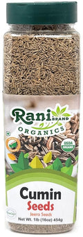 Rani Organic Cumin Seeds Whole (Jeera Sabut) 16oz (1lb) 454g PET Jar ~ All Natural | Vegan | Gluten Friendly | NON-GMO | Indian Origin | USDA Certified Organic