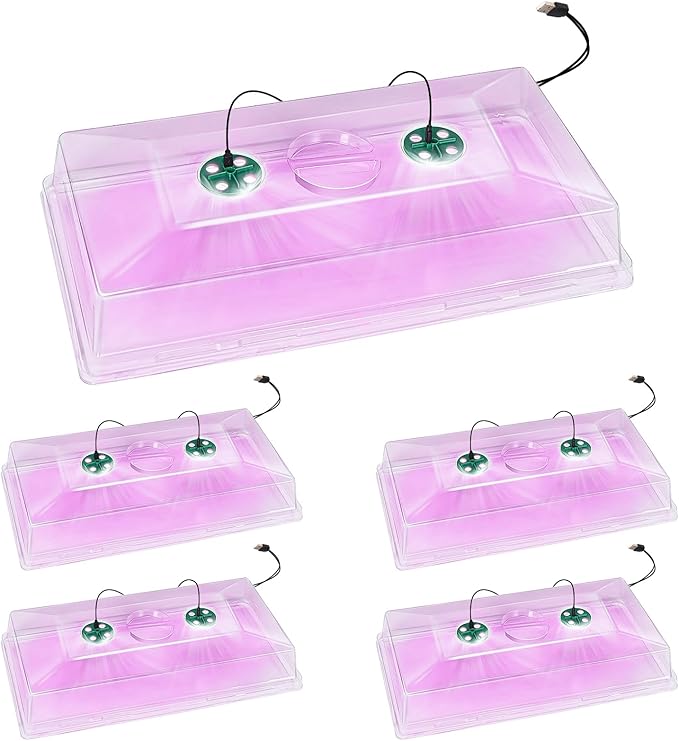 5 Pack Humidity Dome for 1020 Tray with Grow Light, 21.25"×11.02" Propagation Seed Cloning Lid Adjustable Vented for 10 X 20 Inch Plant Seed Starter Pots