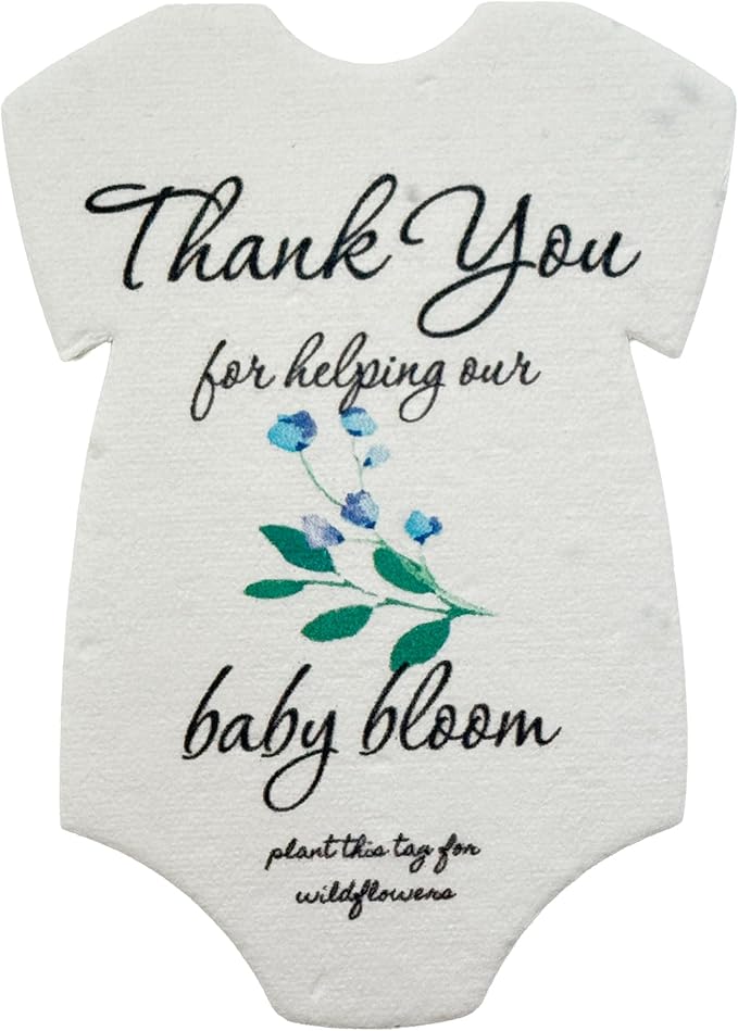 Onesie Seed Paper – 15pcs Blue Plantable Wildflower, Writable & Plantable Gift for Moms, Parents, & Plant Lover, Ideal for Gender Reveal, Baby Shower, Baby’s Birthday, & Other Celebrations