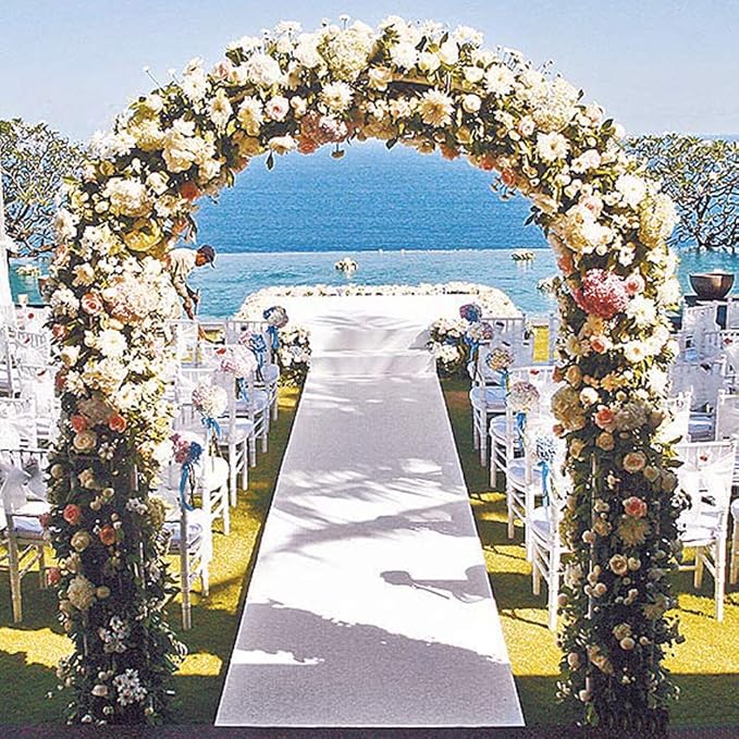 Thickened Metal Garden Arch, 7.8 ft High x 5.5 ft Wide Heavy-Duty Arbor with 16mm Steel Tubes, Sturdy Outdoor Trellis for Climbing Plants Roses Vines, Wedding Party Ceremony Decoration