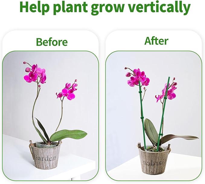 [36 Pcs] Plant Stakes, Bendable Plant Sticks, 18 Inches Single Stem Plant Support Stakes with Twist Ties, Garden Stakes for Indoor and Outdoor Plants, Potted Plants, Flowers Orchid Peony Rose