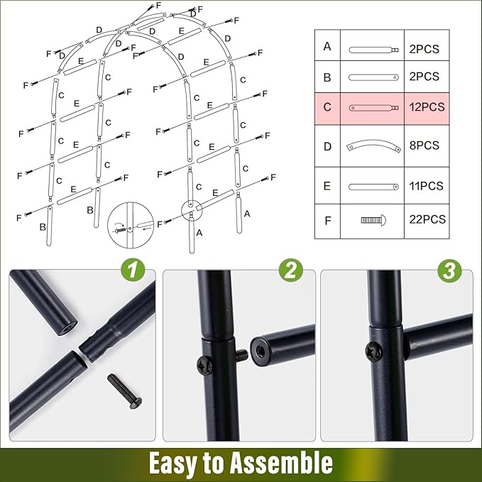 Metal Pergola Arbor 7'6"Wide x 6'5'High/4'6"Wide x 7'10"High,Assemble Freely 2 Sizes,Wide Wedding Garden Arbor Bridal Party Decoration Arbor