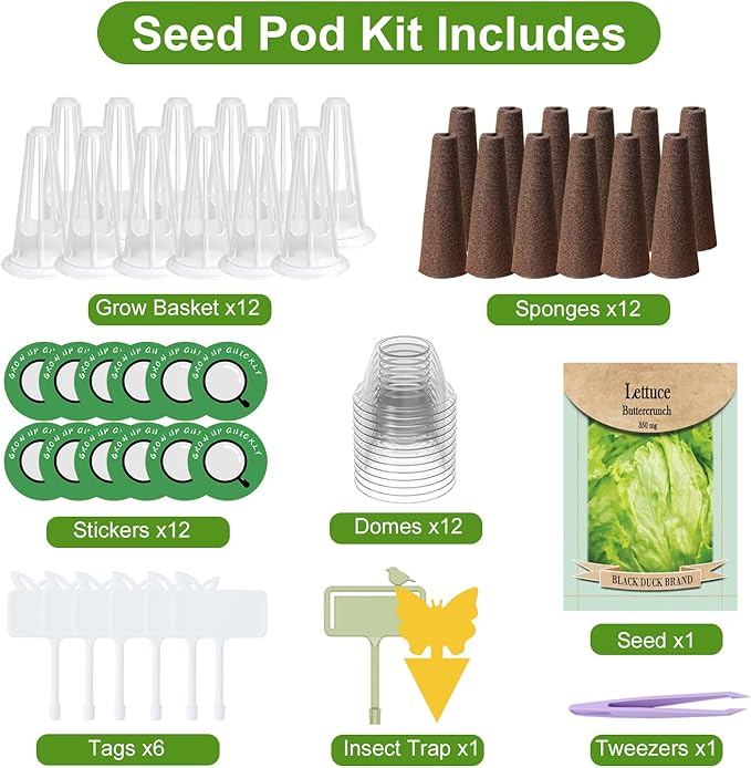 12-Pod Lettuce Seed Pod Kit for AeroGarden, iDoo, Ahopegarden Hydroponic Growing System, 350mg Seeds