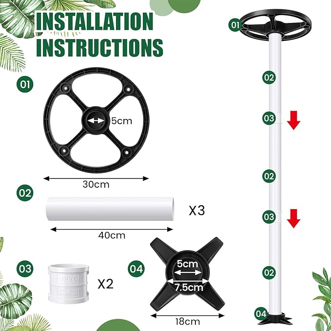 BreezeHug 2 Pcs Dragon Fruit Trellis 12 x 50 Inch PVC Vertical Garden Support for Climbing Vines, Tomatoes, Cucumbers, Beans, Vertical Garden Trellis, Requires Assembly