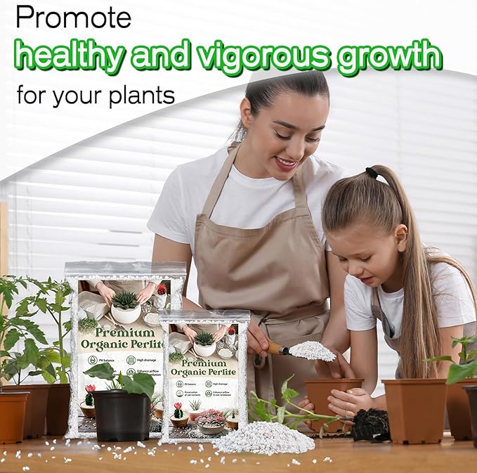 Perlite,Premium Oraganic Perlite Soil Amendment for Plant,Porous Volcanic Rock, Aeration & Drainage Enhancer, Ideal for Succulents, Flower Plants, Hydroponics-1 QT