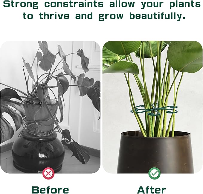 4pcs Monstera Support, Green Iron Plant Stabilizer Stable Plant Stem Support Structures for Indoor & Outdoor Thriving Growth