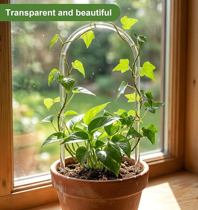 2 Pack Plant Trellis Indoor, 15 inch Small U Acrylic Plant Trellis U-Shaped Plants Vine Support Trelli for Climbing Plants Indoor