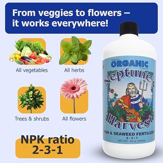 Neptune's Harvest Organic Plant Fertilizer | Liquid Fertilizer for Lawn, Garden & Houseplant | Rich in Essential Nutrients | Rose & Flowering 2-4-2 (Quart) + Fish & Seaweed Plant Food 2-6-4 (Quart)
