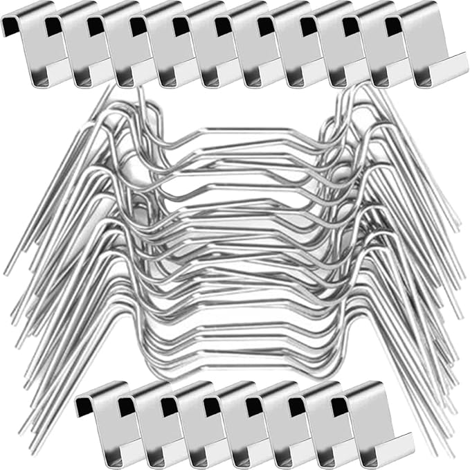 50 Sets Stainless Steel Greenhouse Glass W Wire Clips and Z Overlap Fixing Clamps for Glass Pane Support in Garden and Plant Germination Equipment