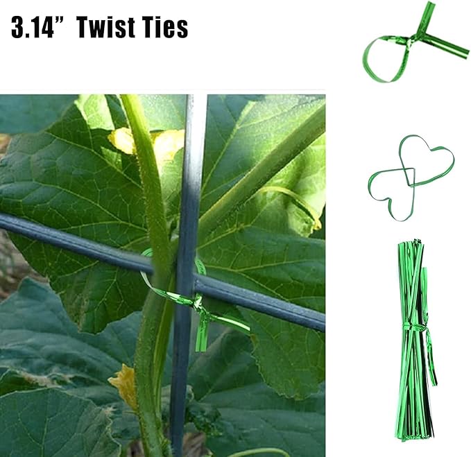 9 Pack Stackable Plant Support Stakes for Indoor Outdoor Climbing Plants Support Structures Adjustable Length with Twist Ties, Plant Ties and Scissor