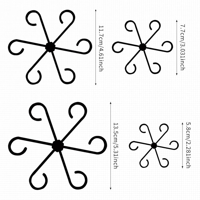 4 Pcs Plant Stem Support Reusable Plant Growth Accessories, Different Sizes Climbing Plant Stakes for Indoor Plants to Decorative (Black)