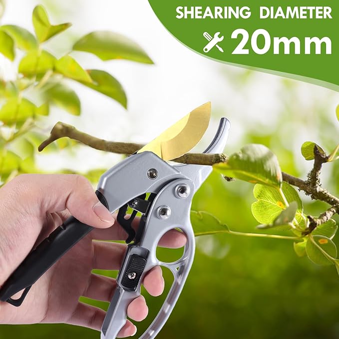MEPEREZ Ultra Sharp Germany Titanium Steel Pruning Shears - Cuts 3X Easier, Weak Hand Arthritis Snips, Rust-Resistant, Effortlessly 1-Inch Cut Capacity Garden Scissors, Ergonomic Handle