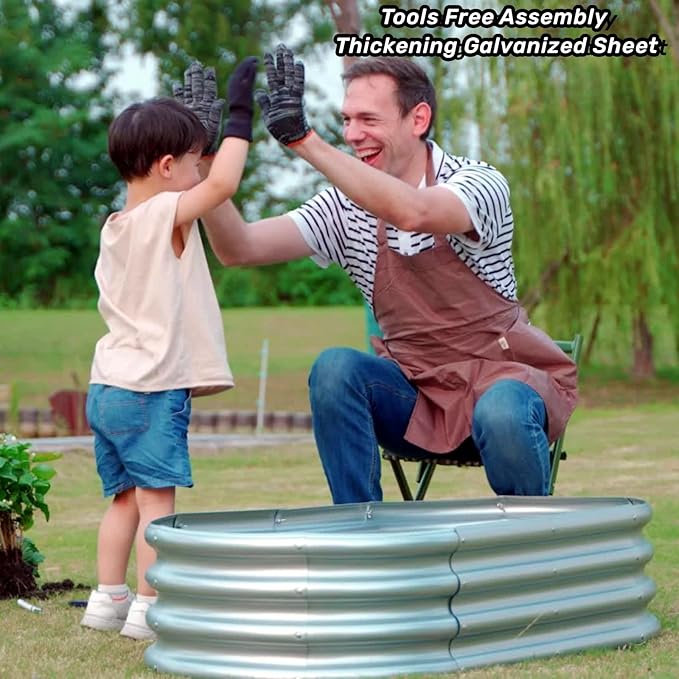 Gartist 2Pcs Raised Garden Bed, Galvanized Planter Raised Garden Beds for Outdoor, 4x2x1ft, Vegetables,Flowers &Herbs,Heavy Duty Metal Raised Garden Beds Outdoor,Rust-Resistant & Easy Assembly
