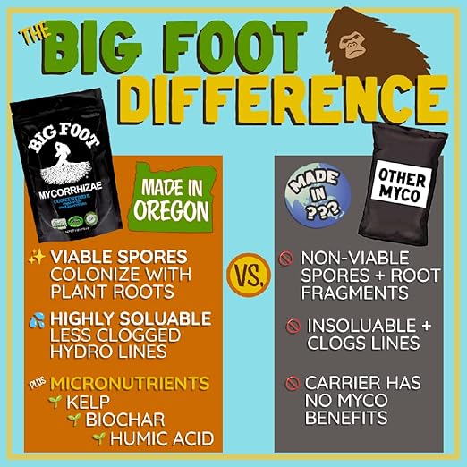 Big Foot Mycorrhizae for Plants, Potted Plants and Gardens - Concentrate Fully Dissolves in Water, Year Round Organic Fertilizer for Root Growth and Healthy Soil - 4 Ounces