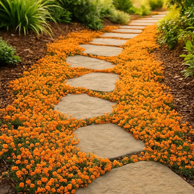 Mixrug 5007+ Fragrant Mix Creeping Thyme Seeds Ground Cover, Multicolor Thymus Serpyllum Seeds,Wooly Thyme Heat Tolerant Herb Seed Bee-Friendly Carpet Low Maintenance Between Stepping Stones