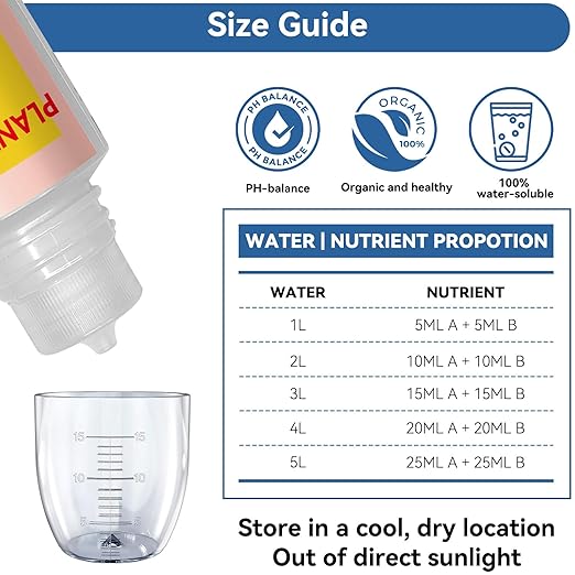 inbloom Hydroponic Nutrients (1000 ml in Total), Hydroponics Plant Food A&B for Aerogarden, Indoor Plant Fertilizer for Hydroponics Growing System Kit, Gardening Supplies for iDoo, Ahopegarden, Mugfa