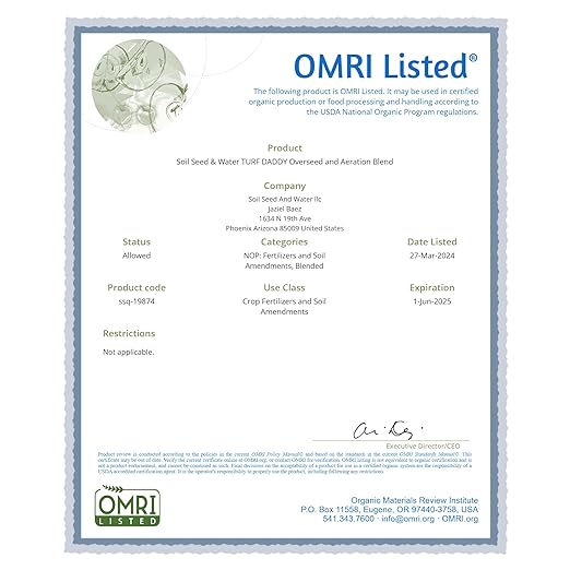 Soil Seed & Water Turf Daddy Organic Lawn Fertilizer – Long Term Soil Amendment for Long Lasting Greens, Lawns and Grass - Overseeding Blend - OMRI Listed