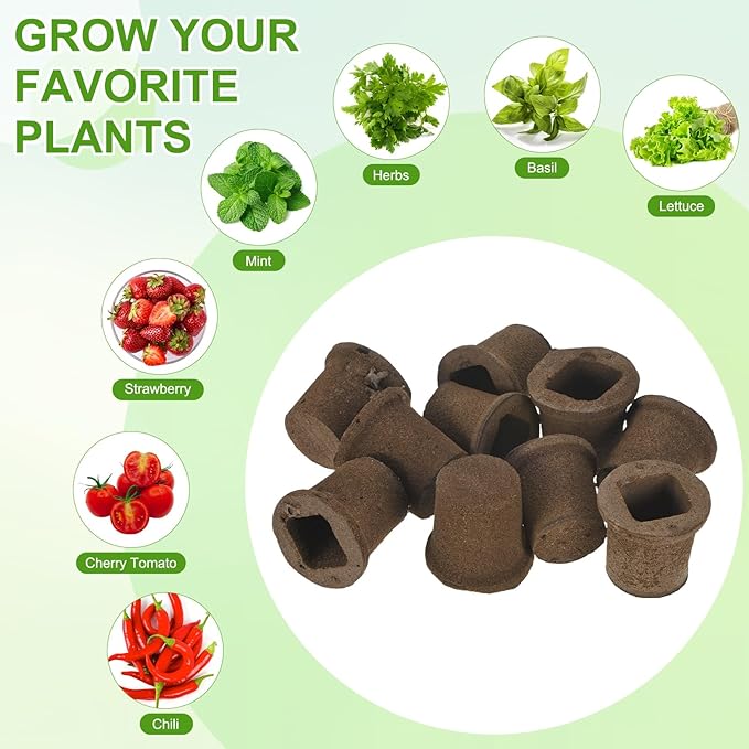10-Pack Grow Sponges, 2.2x1.6x2 Inch Replacement Root Growth Sponges Seed Pods for Plant Rooting/Seed Germination/Hydroponic Gardens System Supplies, Starter Plug for Seeds