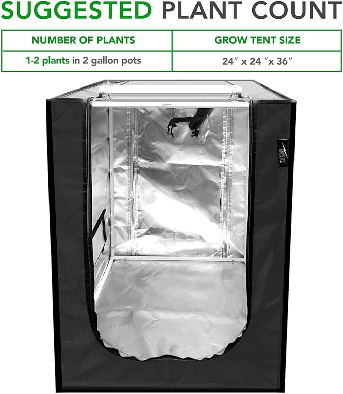 iPower 24"x24"x36" Grow Tent, Water-Resistant Mylar with Observation Window and Removable Floor Tray for Hydroponic Indoor Plant Seedling, Propagation, 24" x 24" x 36", Blossom