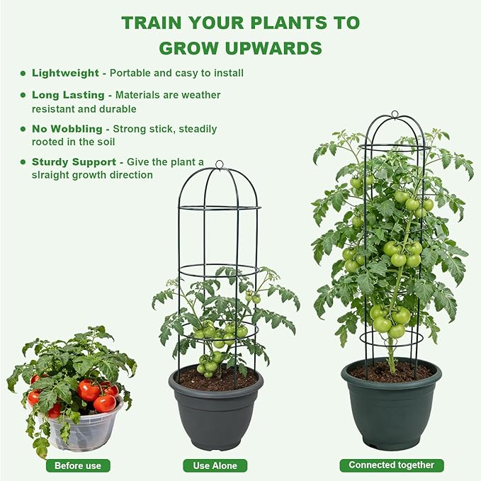 Garden Obelisk Trellis for Climbing Plants 5.7/4.5FT Heavy Duty Metal & Rustproof Plant Climbing Support for Garden Indoor Outdoor Potted Plant Flowers Fruits Vegetable Vines (4.5FT / 1Pack)
