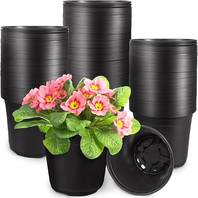 Anyumocz 60Pcs 0.5 Gallon Plant Nursery Pots,Plastic Pots with Drainage Holes,Flower Container Seedling Pot for Planting,Transplanting,Succulents,Cuttings,Garden(Black)