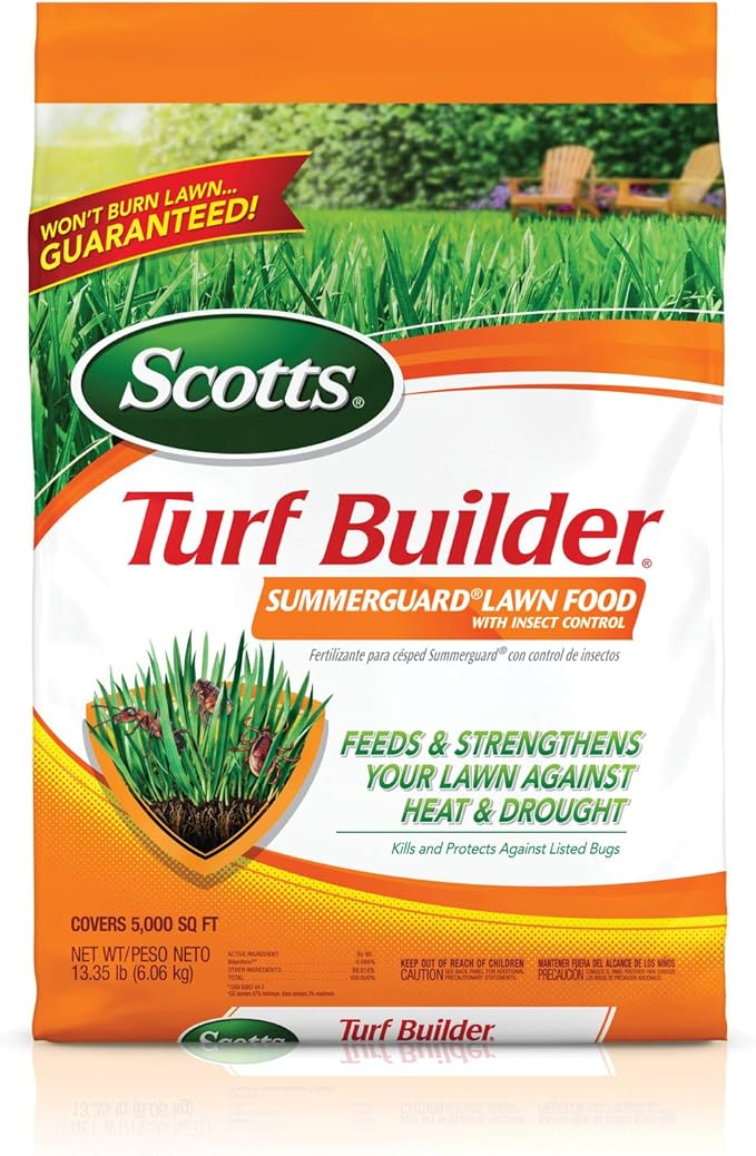 Scotts Turf Builder SummerGuard Lawn Food with Insect Control, Fertilizer and Insect Killer, 5,000 sq. ft., 13.35 lbs.